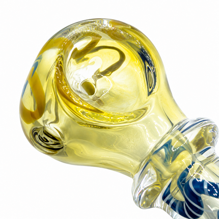 [2PC Bundle] Golden Bloom Swirl Glass Hand Pipe Set Assorted Colors