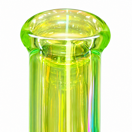 Stratos Chrome Lime Green Pink Purple Geometric Glass Bong Ice Catcher 12 Inch