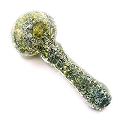 Moss Green Crackle Glass Spoon Pipe – 4 Inch Hand Pipe Deep Bowl