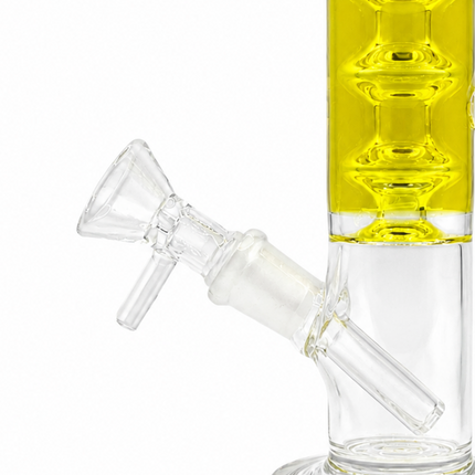 Yellow Glycerin Freezer Liquid Glass Bong – 7 Inch with Cooling Chamber