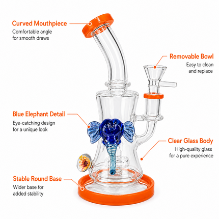 Sunset Mammoth Disc Perc Dandelion Accent Glass Bong Orange Blue Clear 10 Inch