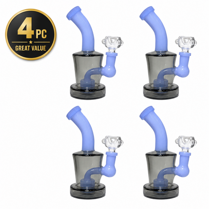 [4PC Bundle] Smoke Blue Drum Body Disc Perc Water Pipe 14mm 6 inch