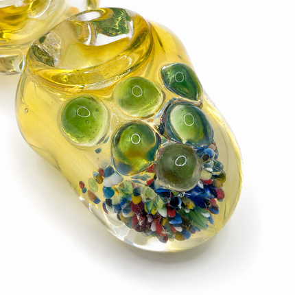 Honey Orbit Glass Hand Pipe with Bubble Crown – 4 Inch Amber Pipe