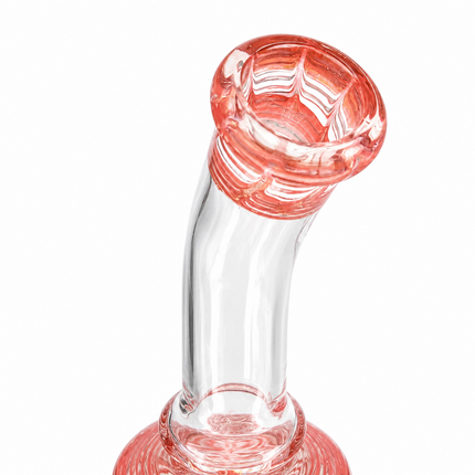 Mini Crimson White Wig Wag Glass Bong with Bowl - Approx. 7 inch