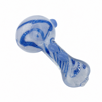 [2PC Bundle] 4 Inch Midnight Serpent Vine Glass Hand Pipe Raised Leaf Swirl