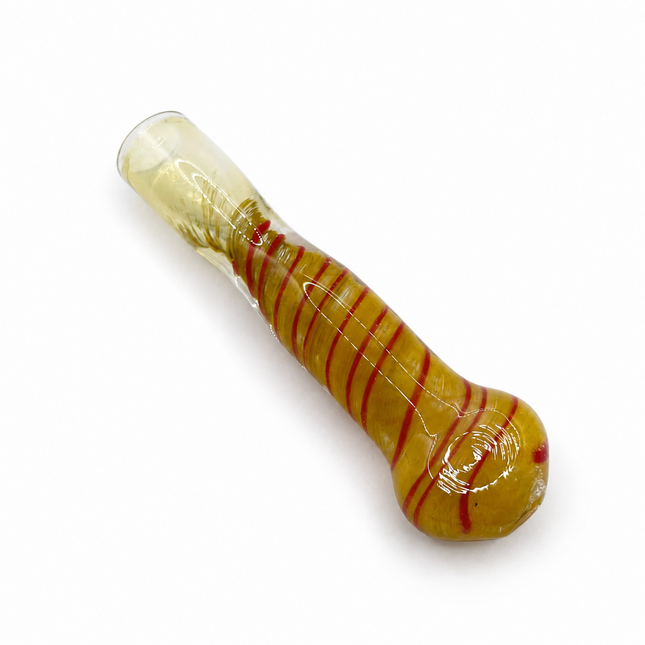 Golden Ember Handcraft Glass Chillum Pipe Amber Red Spiral 3~3.5 inch