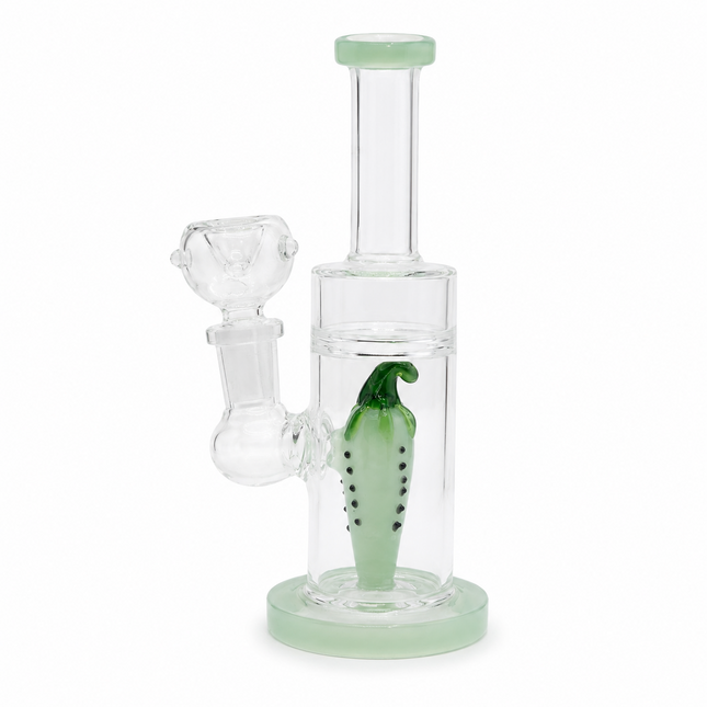 Mint Green Pepper Glass Bong with Straight Neck – 6.5 Inch Mini Water Pipe 14mm