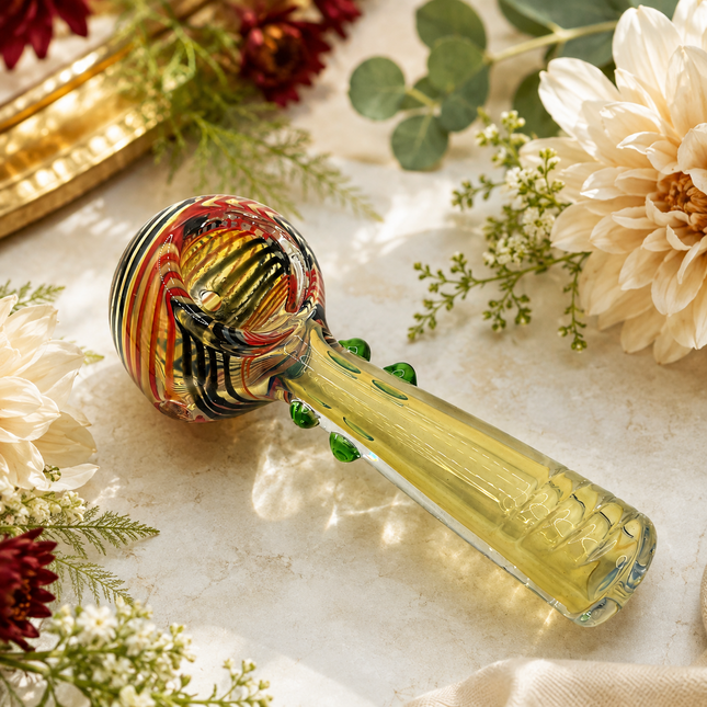 Crimson Harvest Swirl Thick Glass Spoon Hand Pipe - 4.5 Inch