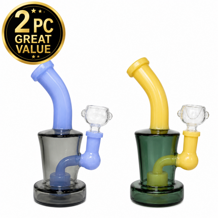 [2PC Bundle] Ocean Mist Frost + Citrus Haze Glow Water Pipe 14mm 6 Inches