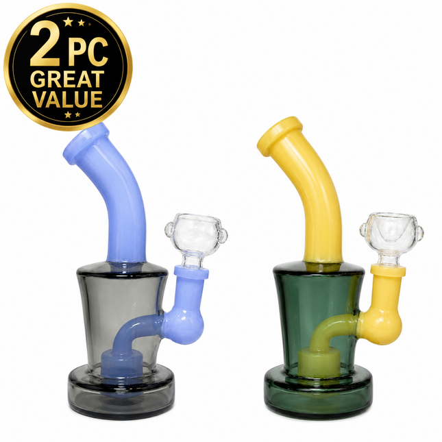 [2PC Bundle] Ocean Mist Frost + Citrus Haze Glow Water Pipe 14mm 6 Inches
