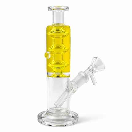 Yellow Glycerin Freezer Liquid Glass Bong – 7 Inch with Cooling Chamber