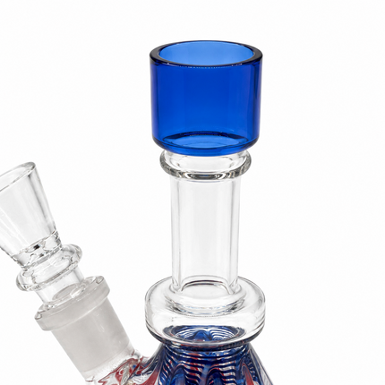 Cobalt Patriot Swirl 14mm Mini Beaker Glass Water Pipe Straight Neck