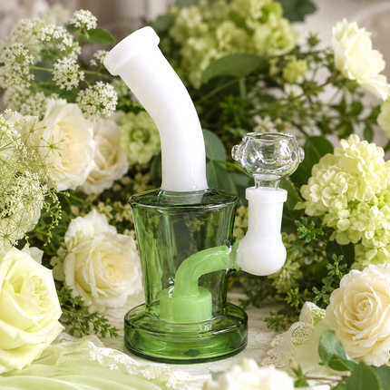 [4PC Bundle] Teal/Light Blue + Green/White Mini Glass Water Pipe Set