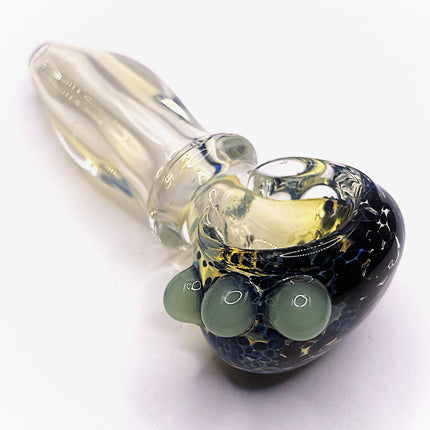 Galaxy Dot Amber Glass Spoon Pipe – 3.5 Inch Hand Pipe Deep Bowl Raised Dots