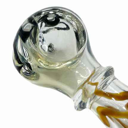 [2PC Bundle] Ribbon Coil Swirl Body Glass Hand Pipe Set Clear Amber Blue