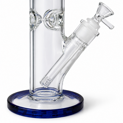 Dark Blue Accent Straight Tube Glass Water Pipe Ice Catcher 14mm Bowl 11 inch