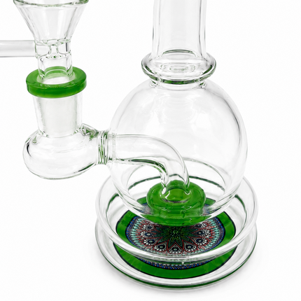 Emerald Mandala Green Sphere Glass Bong Disc Percolator 14mm Bowl 7 Inch