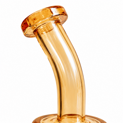 Amber Gold Slotted Perc Glass Water Pipe Curved Neck 7.5 inch