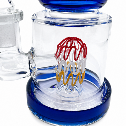 Cobalt Tricolor Perc Mini Glass Water Pipe – 6–6.5 Inch Clear Bong with Bowl