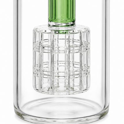 Green 14mm Glass Ash Catcher Cage Percolator Clear 4.75 inch
