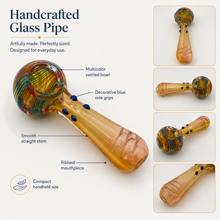 Autumn Ember Swirl Swirl Thick Glass Spoon Hand Pipe - 4.5 Inch