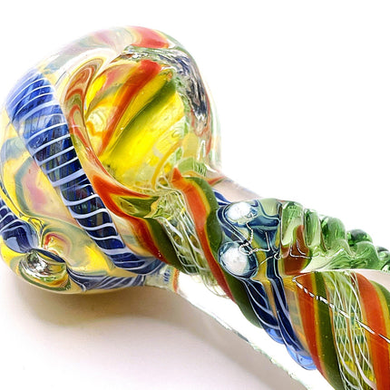 Rainbow Lattice Glass Spoon Pipe – 4 Inch Hand Pipe Deep Bowl