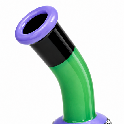 Green Purple Black Wave Glass Water Pipe Cage Percolator Bent Neck 9 inch