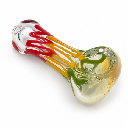 Golden Wave Glass Spoon Pipe 4 Inch Red Yellow Clear Hand Pipe