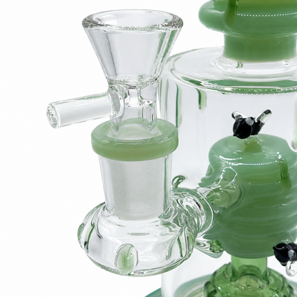 Mint Green Beehive Percolator 14mm Glass Bong with Bent Neck - 10 inch