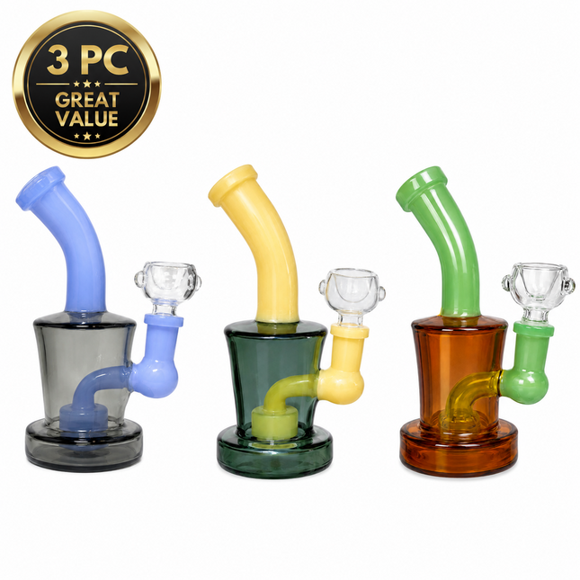 [3PC Bundle] Smoke Citrus Mix Disc Perc Water Pipe Set 6 Inches