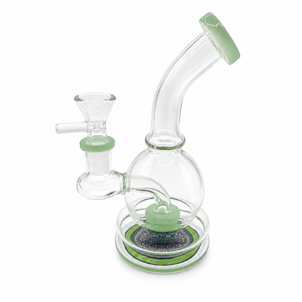 Sage Mandala Mint Sphere Glass Bong Disc Percolator 14mm Bowl 7 Inch