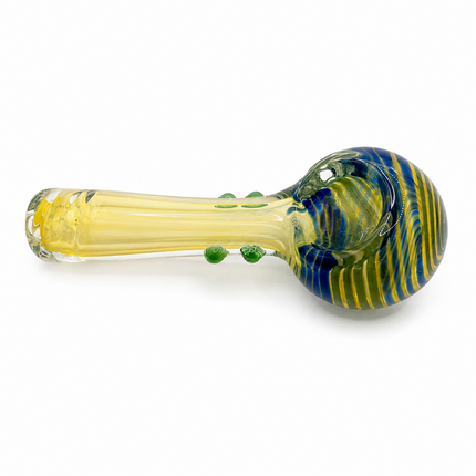 Sapphire Meadow Swirl Thick Glass Spoon Hand Pipe 4.5 Inch