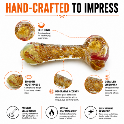 Honey Bloom Glass Spoon Pipe 4 Inch Amber Clear Hand Pipe Bubble Detail