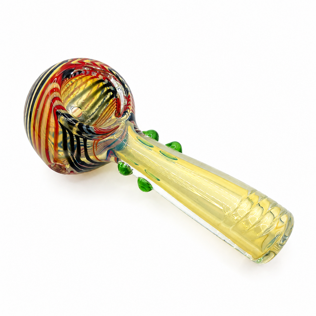 Crimson Harvest Swirl Thick Glass Spoon Hand Pipe - 4.5 Inch