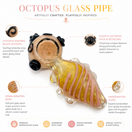 Octopus Invasion Honey Coil High Quality Glass Hand Pipe 4.5 Inch