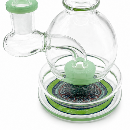 Sage Mandala Mint Sphere Glass Bong Disc Percolator 14mm Bowl 7 Inch