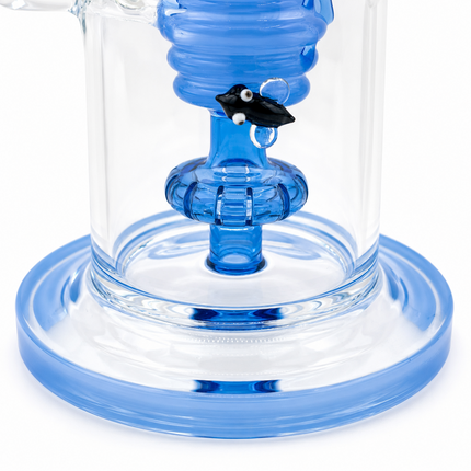 Blue Beehive Percolator 14mm Glass Bong with Bent Neck - 10 inch