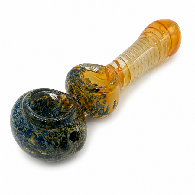 Golden Ember Double Bowl Twist High Quality Glass Hand Pipe 4.5 Inch