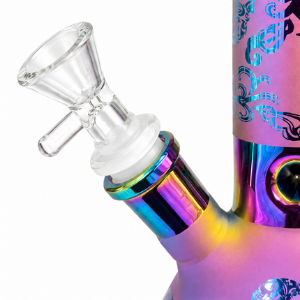 Prism Skull Rainbow Chrome Ice Catcher Glass Water Pipe 14mm Bowl - 10 Inch