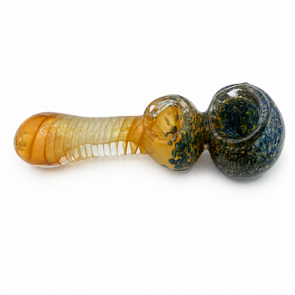 Golden Ember Double Bowl Twist High Quality Glass Hand Pipe 4.5 Inch