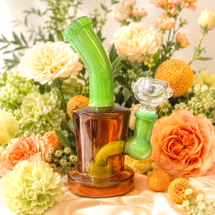 [2PC Bundle] Midnight Frost + Amber Lime Glass Bong Disc Perc 6 Inch