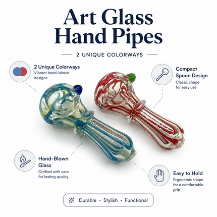 [2PC Bundle] 3" Ribbed Twist Body Glass Hand Pipe Assorted Swirl Color Set