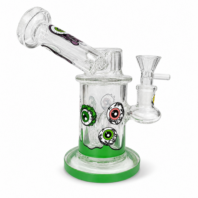 Green Microscope Eyeball Glass Water Pipe 14mm Bowl 6.5 inch