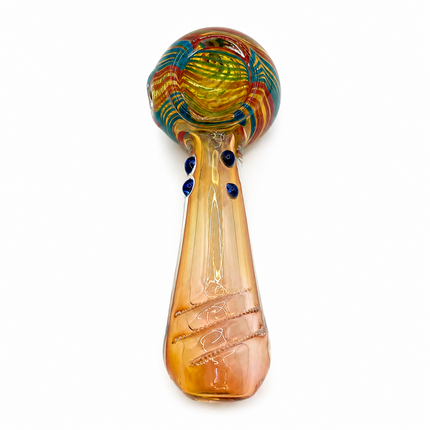 Autumn Ember Swirl Swirl Thick Glass Spoon Hand Pipe - 4.5 Inch