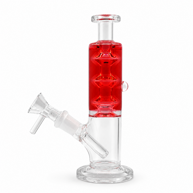Red Glycerin Freezer Liquid Glass Bong – 7 Inch with Cooling Chamber