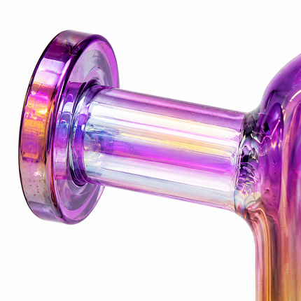 Princess Chrome Purple Yellow Glass Bong with Diamond Centerpiece – 7.5 Inch