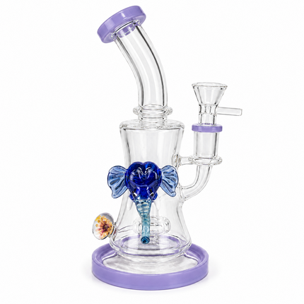 Lavender Mammoth Disc Perc Dandelion Accent Glass Bong Purple Blue Clear 10 Inch