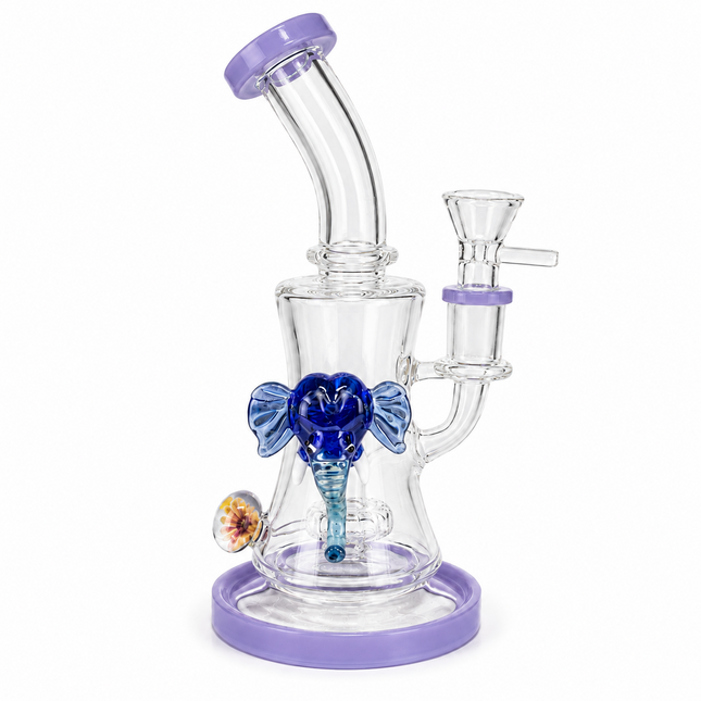 Lavender Mammoth Disc Perc Dandelion Accent Glass Bong Purple Blue Clear 10 Inch