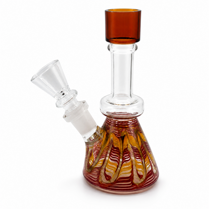 Amber Sunset Swirl 14mm Mini Beaker Glass Water Pipe Straight Neck