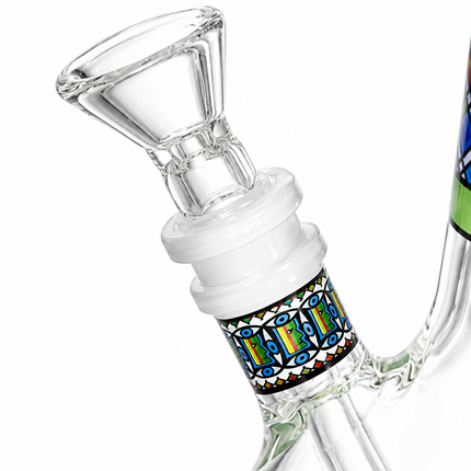 Jungle Temple Aztec Mandala Glass Bong Green Clear 10 Inch